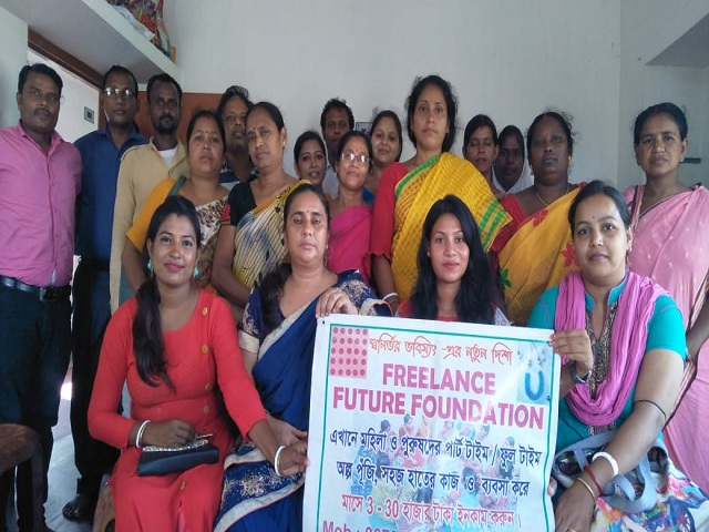 Volunteers and villagers at a community programme near Diamond Harbour